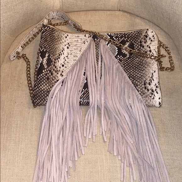 Top shop snakeskin fridge tassel shoulder bag - Picture 1 of 4